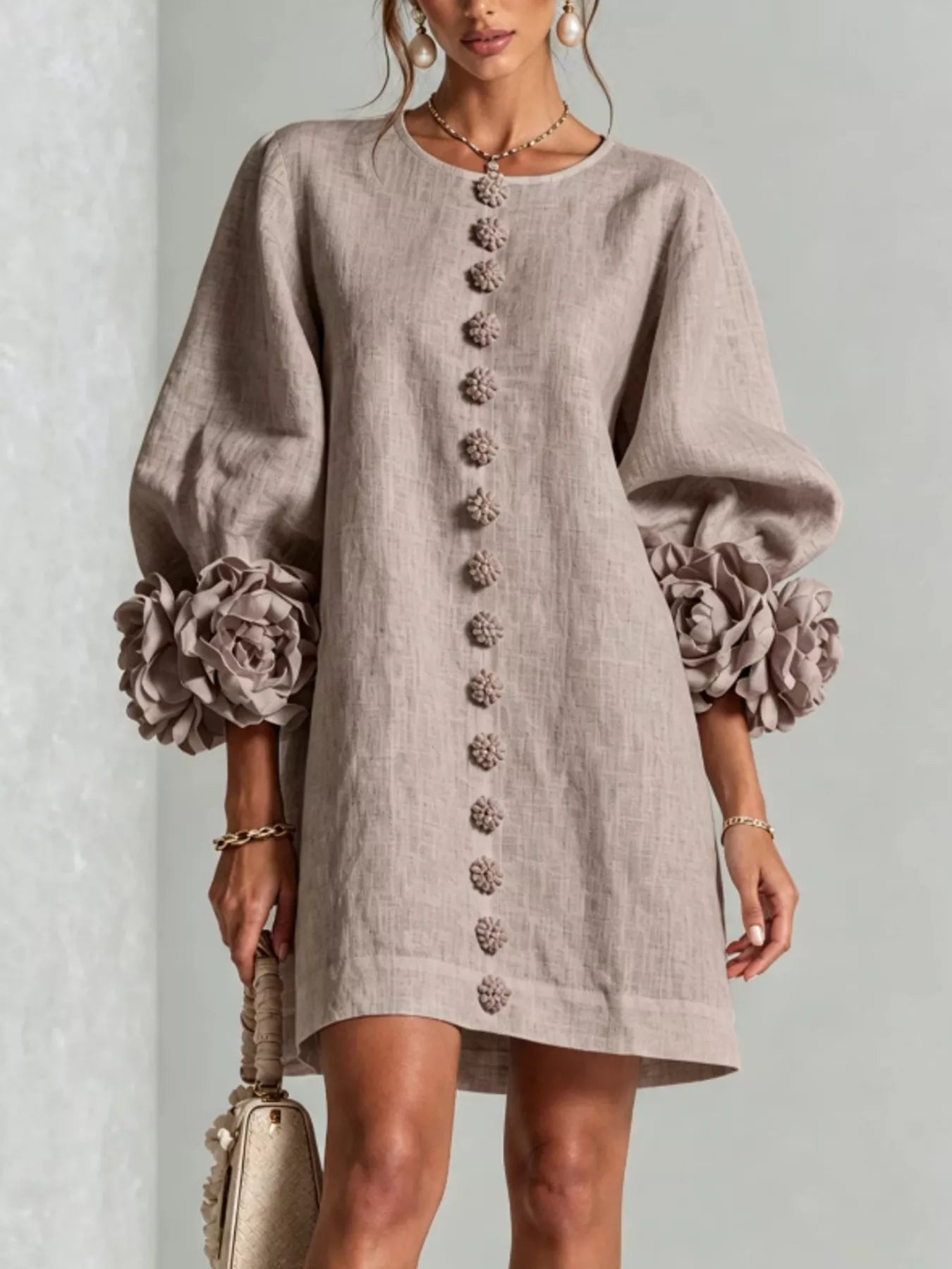 3D Floral Applique Mini Dress