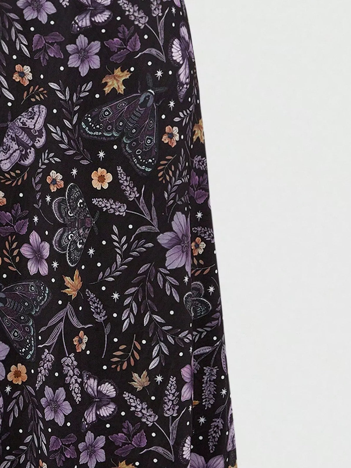 Flowy Floral Midi Skirt in Black
