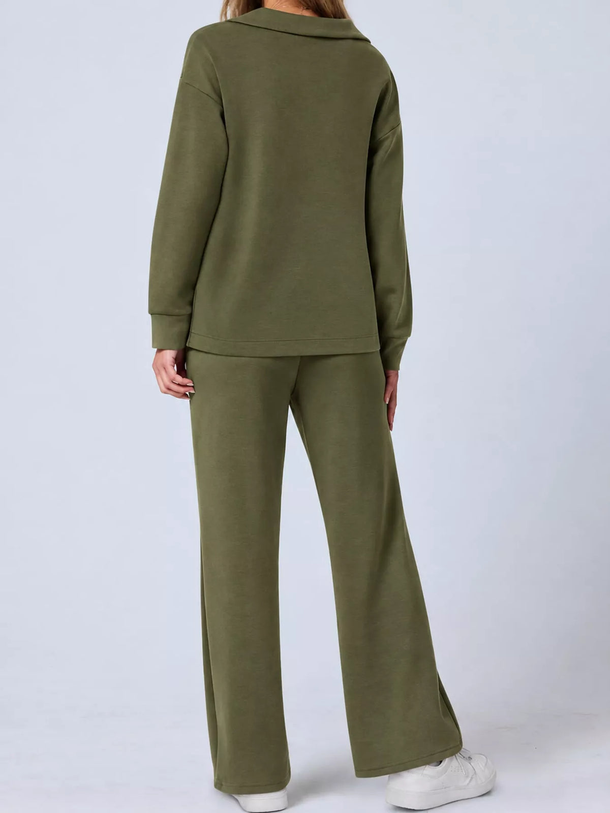 Dropped Shoulder Top and Drawstring Pant Set