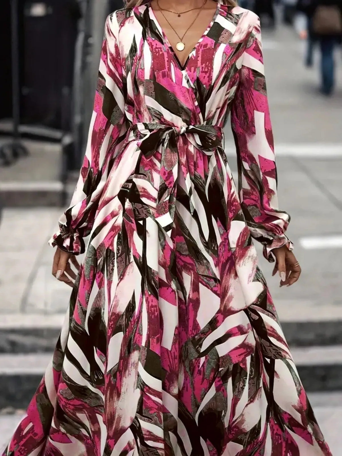 Surplice Maxi Dress with Flounce Sleeves