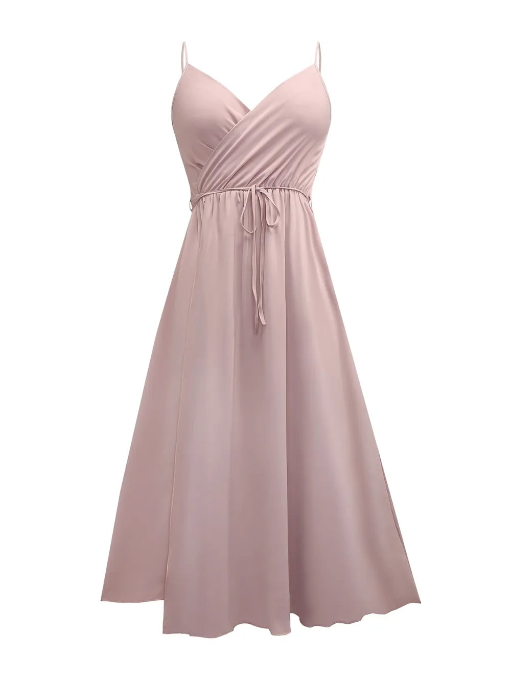 Tied Surplice Cami Dress in Pale Blush