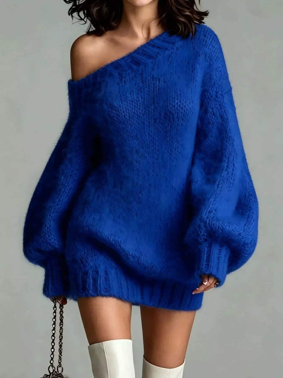 One Shoulder Mini Sweater Dress
