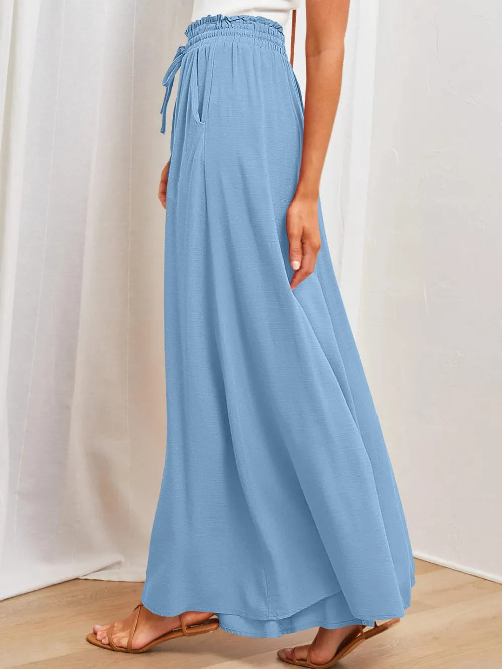 Opaque Wide Leg Pants with Pockets
