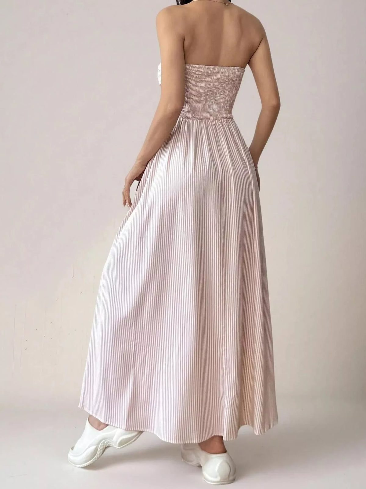 Smocked Strapless Striped Maxi Dress by Calliope