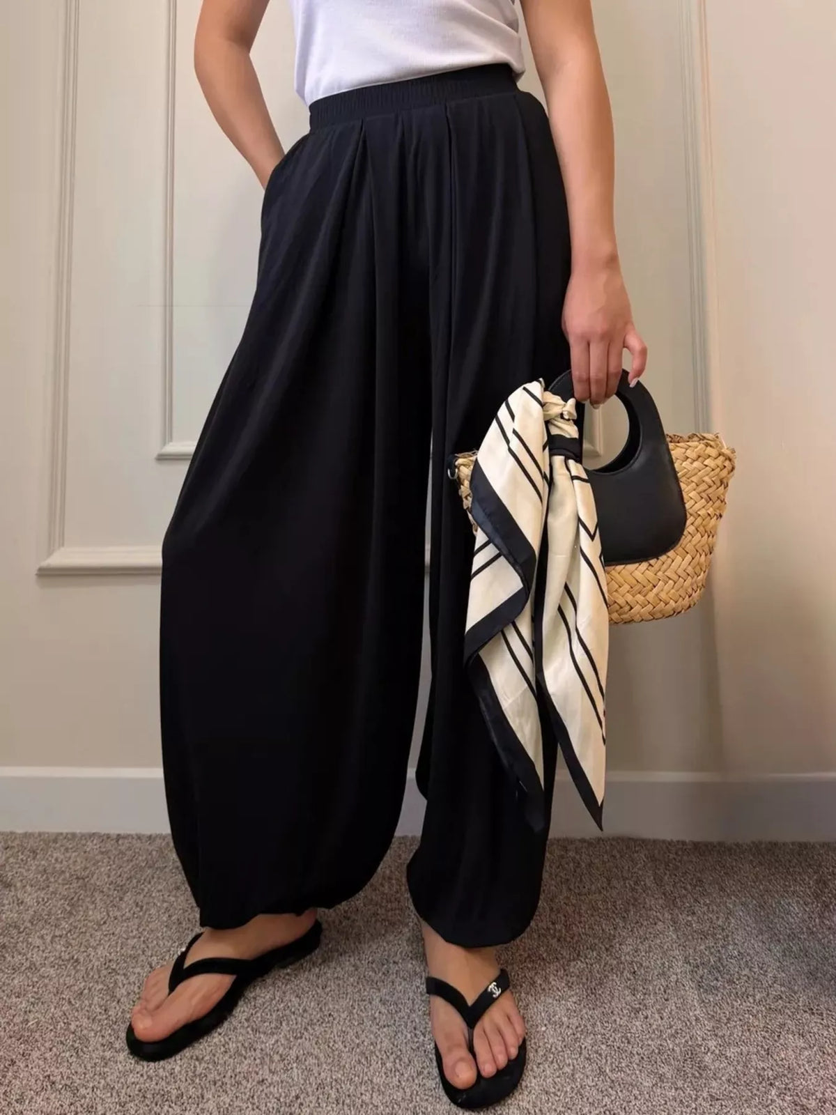 High-Waisted Pleated Wide-Leg Pants