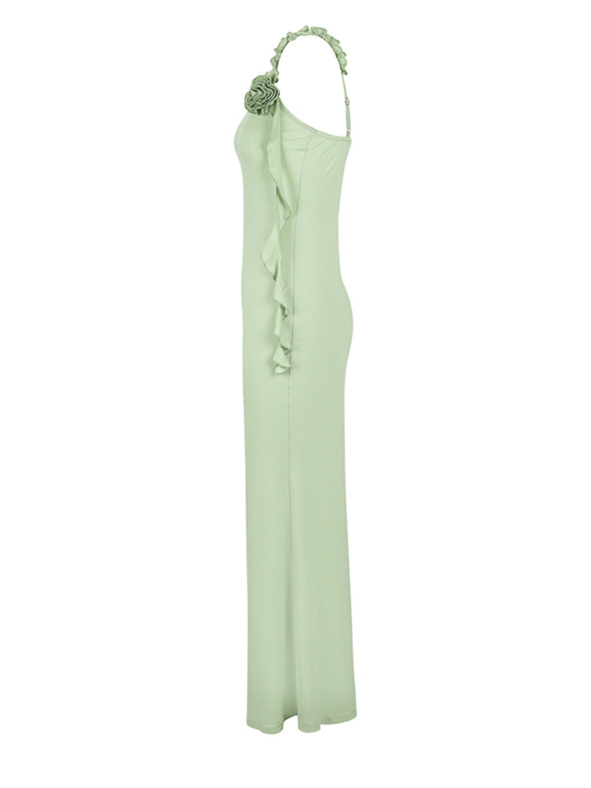 Floral Mermaid Maxi Dress in Light Green