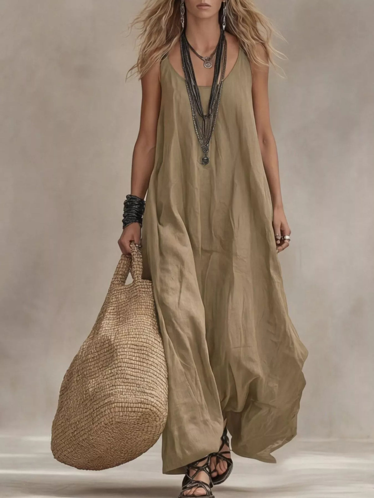 Scoop Neck Sleeveless Maxi Dress