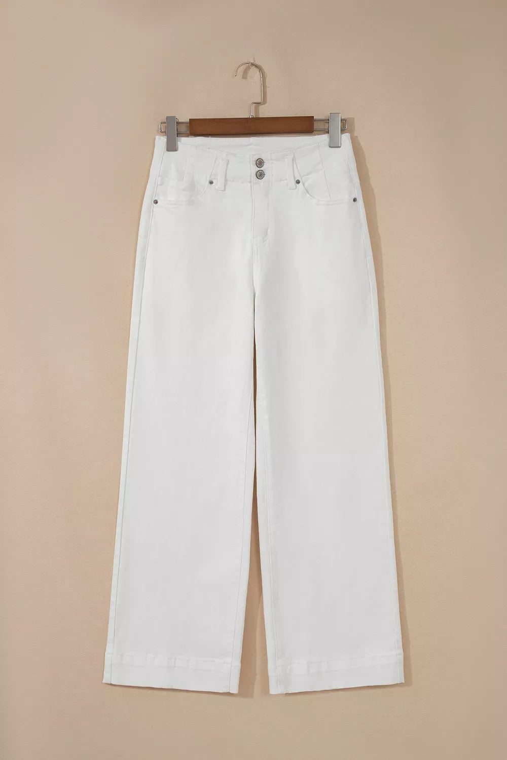 2-Button High-Waist Wide-Leg Jeans in White