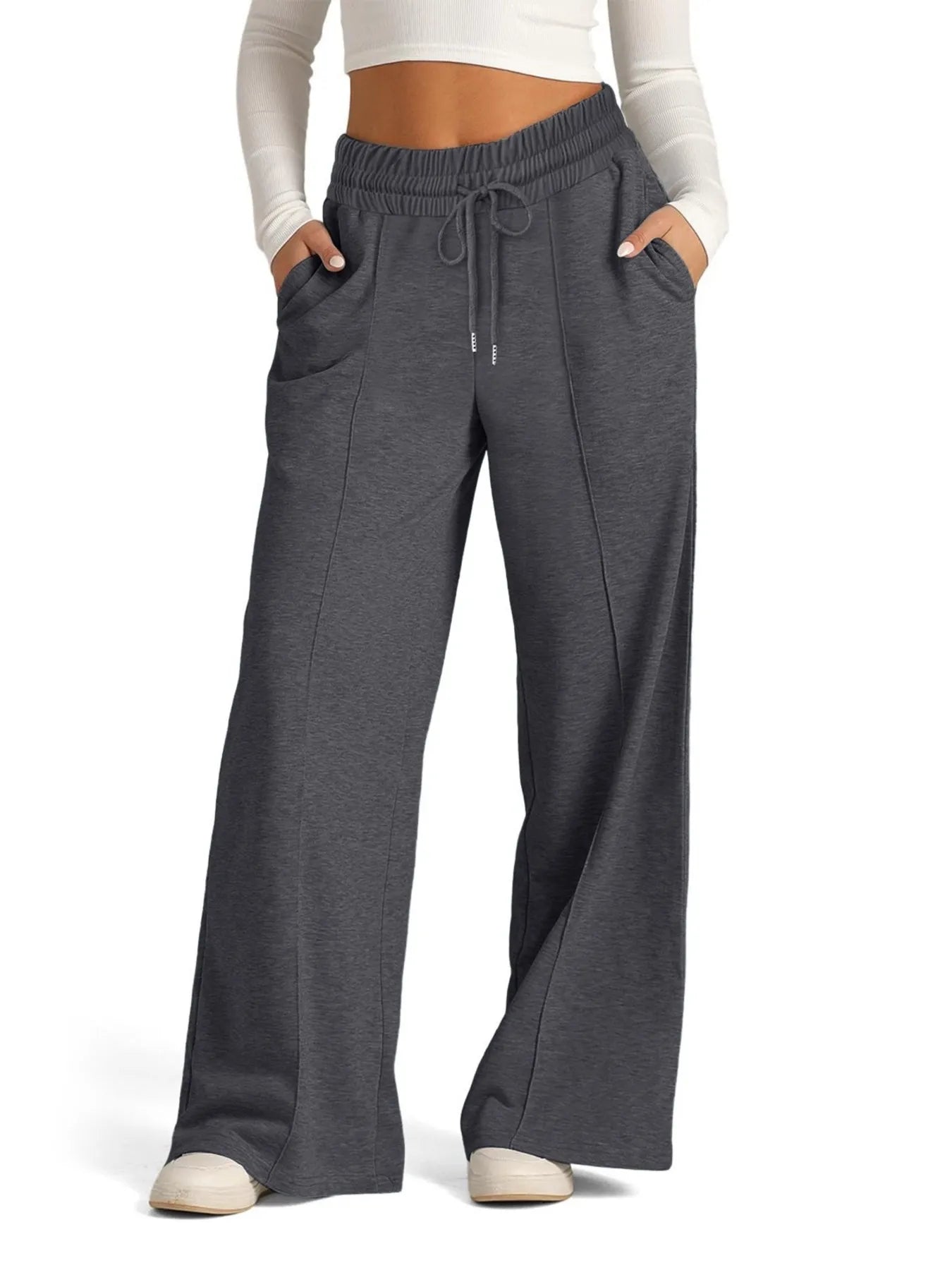 Drawstring Relaxed Wide Leg Pants