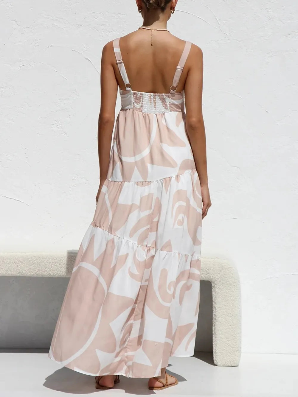 Square Neck Wide Strap Maxi Dress in Eggshell