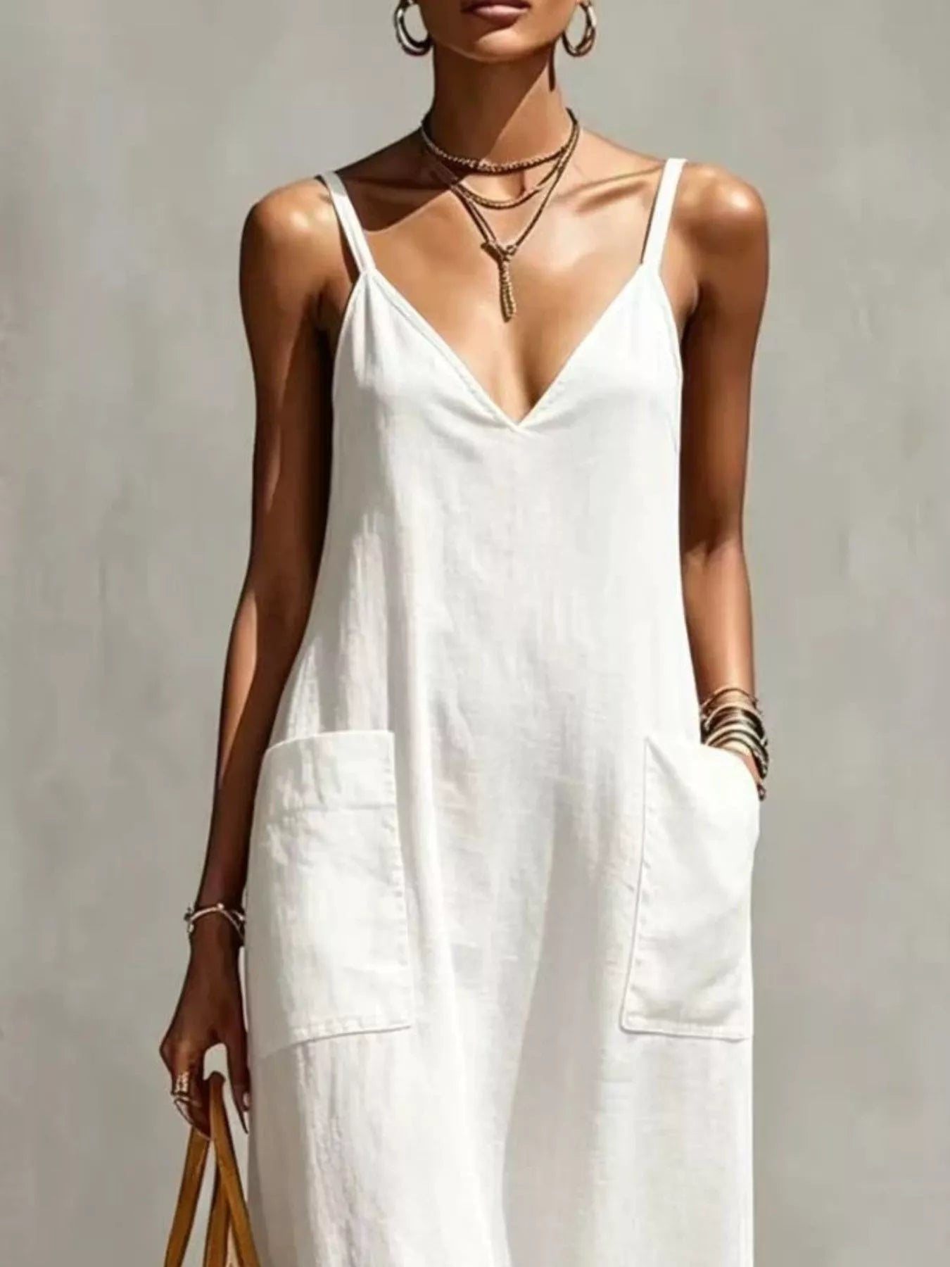 Fringe V-Neck Spaghetti Strap Dress