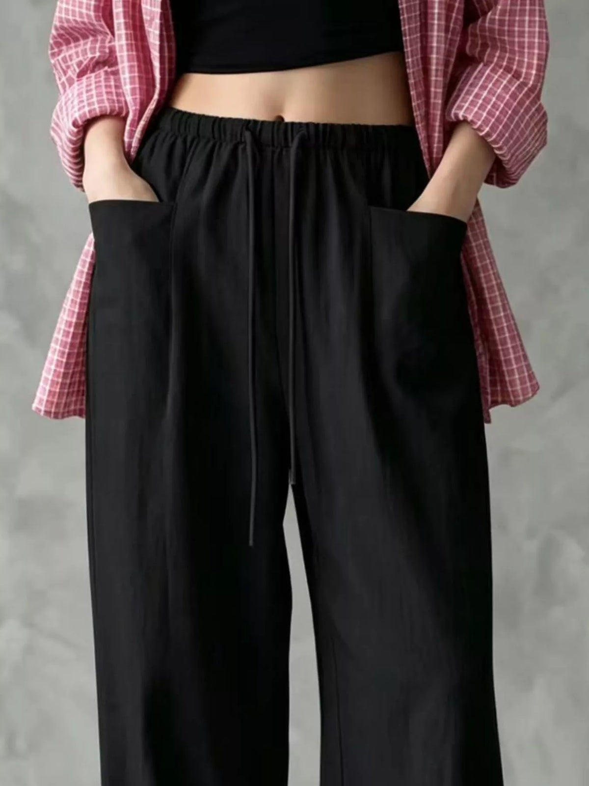 Drawstring Wide-Leg Pants