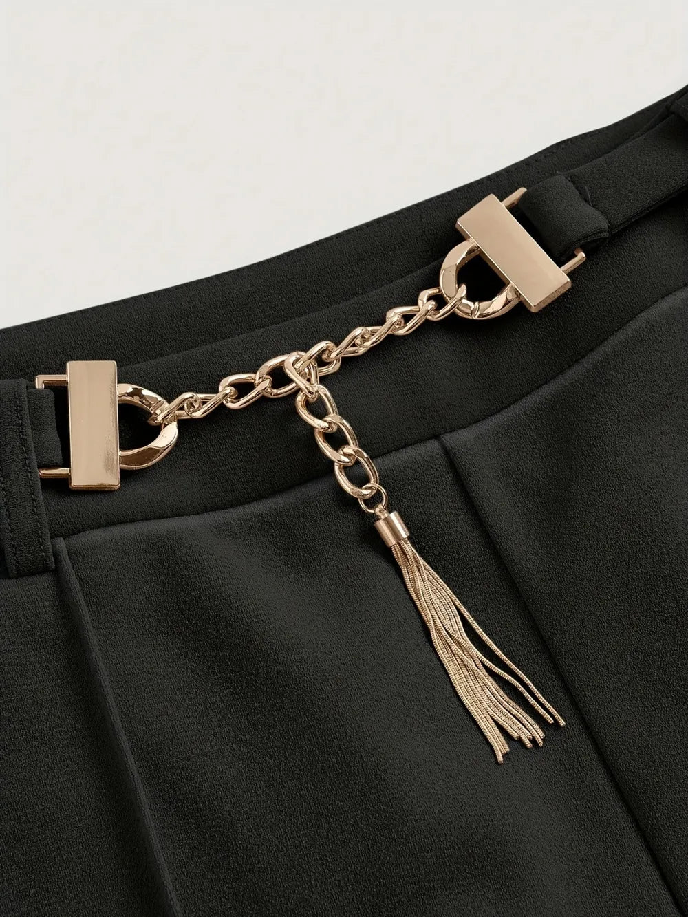 Chain-Detail High-Waist Pants in Black