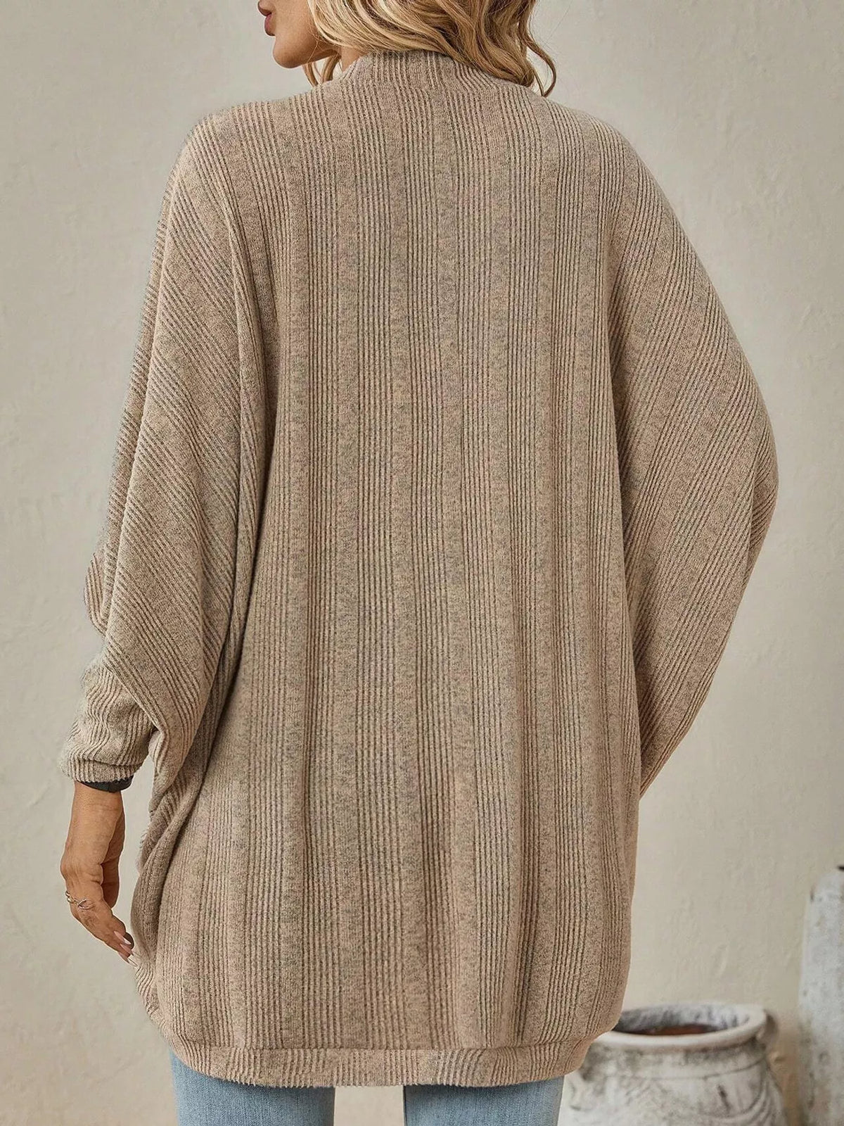 Open-Front Batwing Sleeve Cardigan