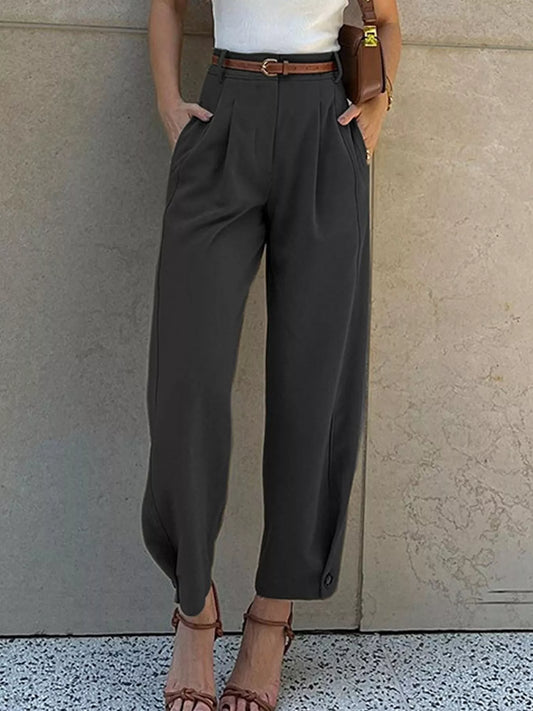 High-Waisted Pleated Pants