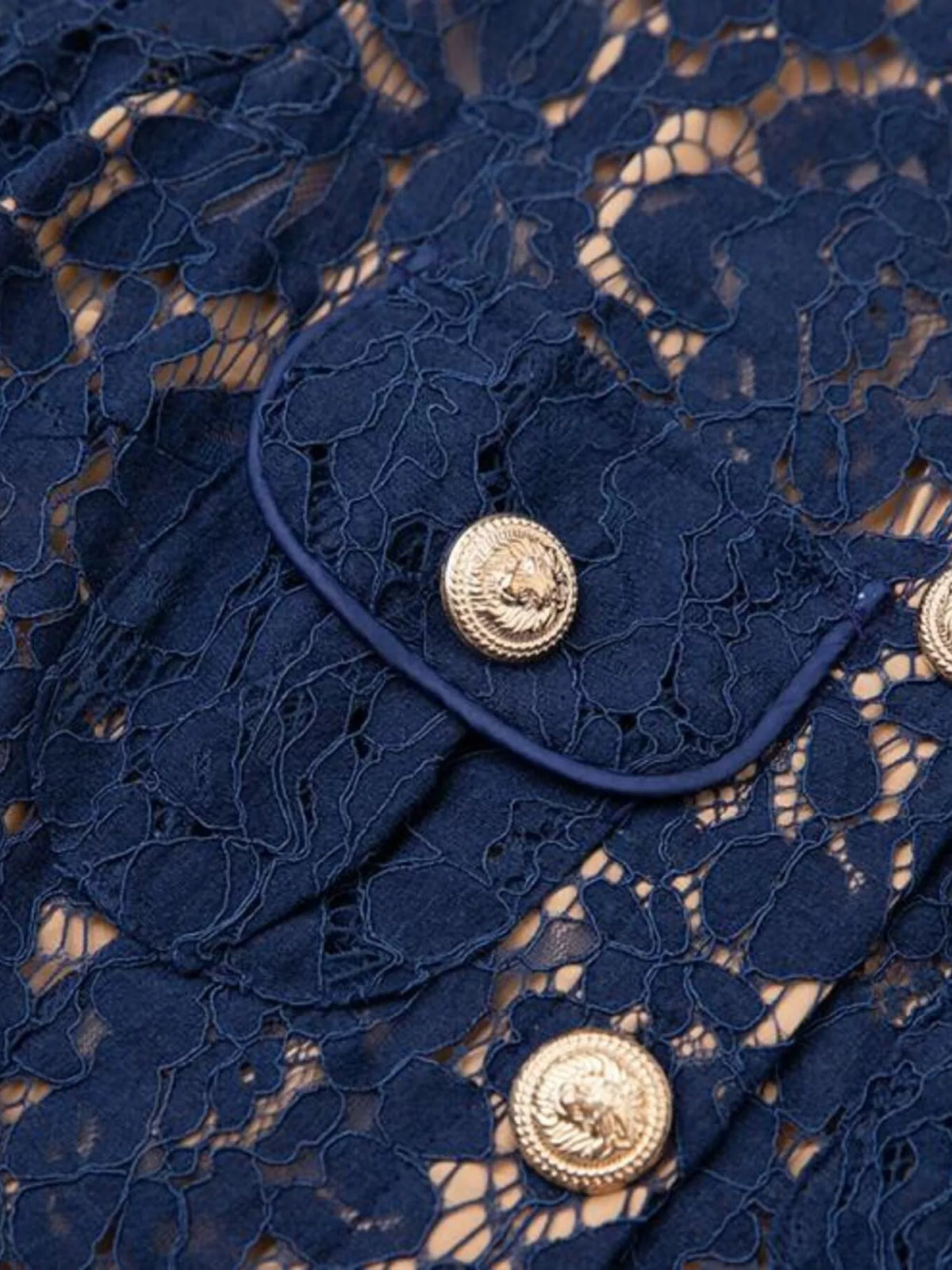 Lace Button-Down Midi Dress in Blue