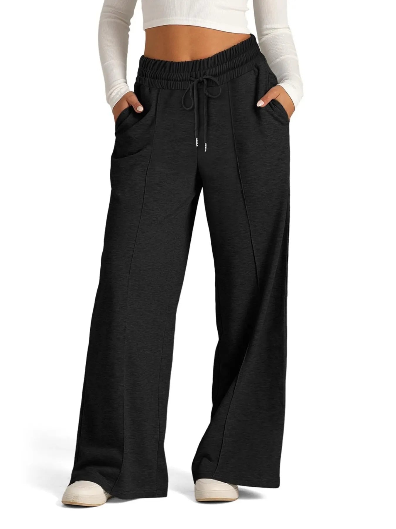 Drawstring Relaxed Wide Leg Pants
