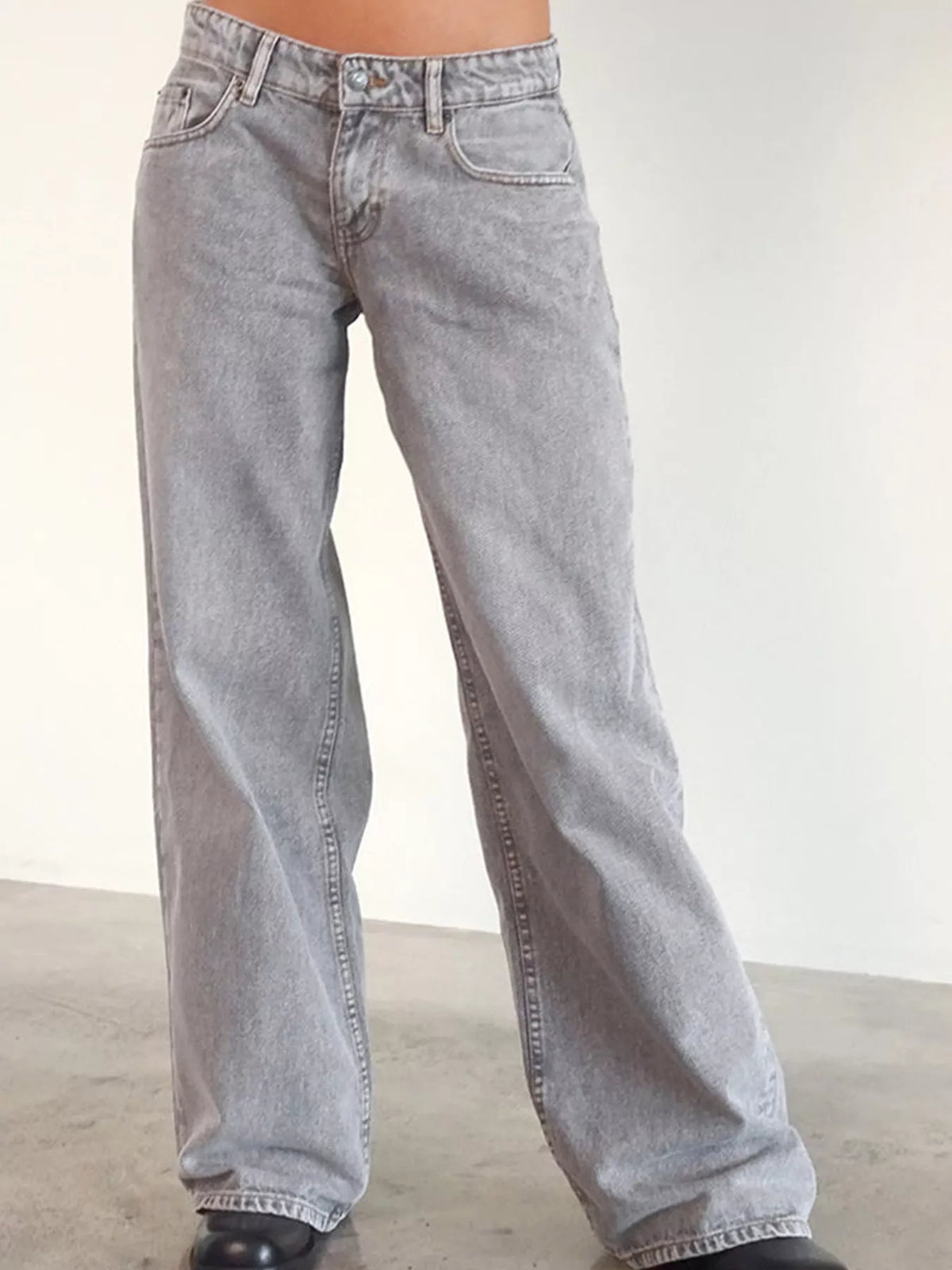Wide-Leg Vintage Wash Jeans