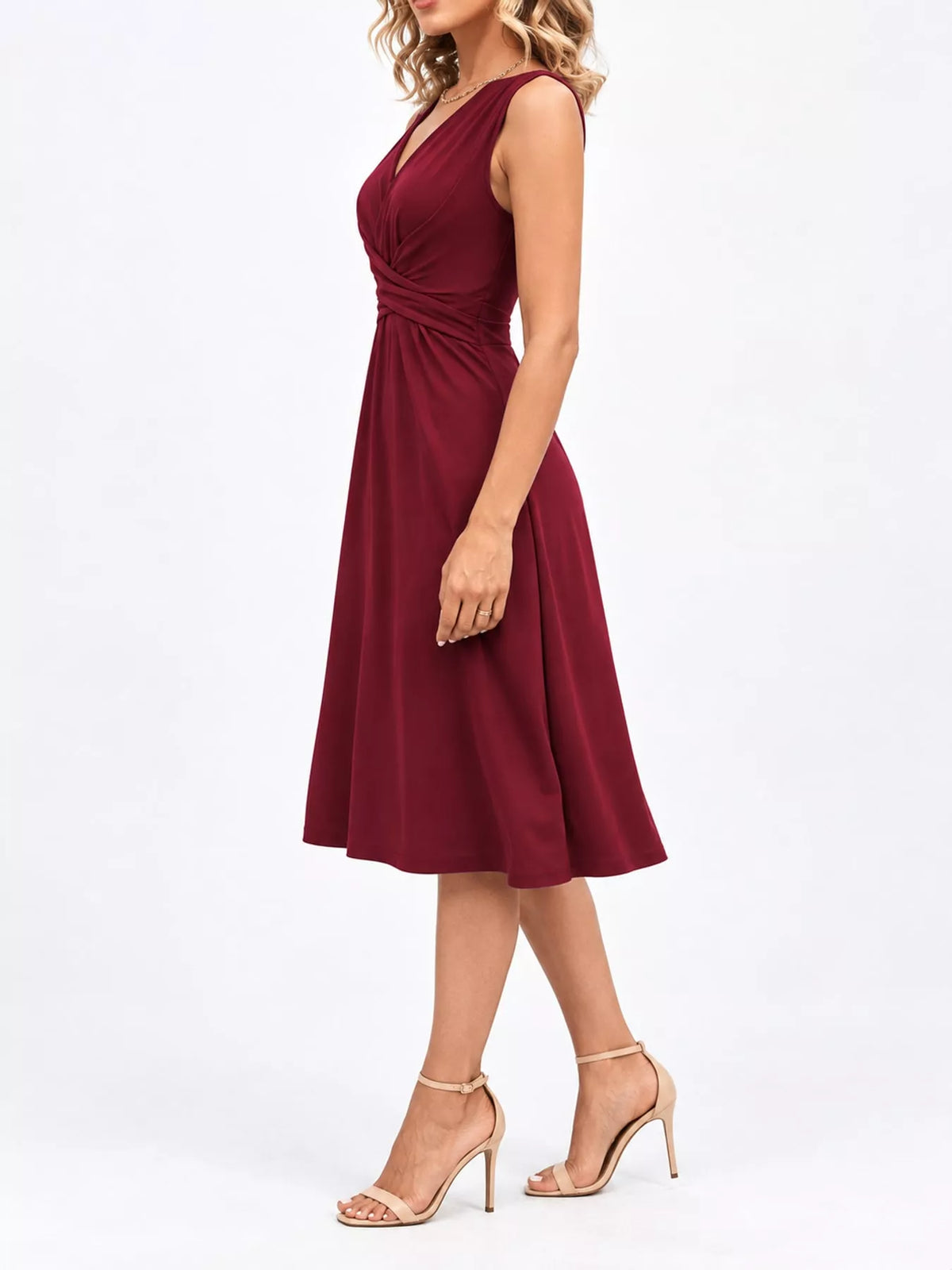 Crisscross Ruched Front Midi Dress