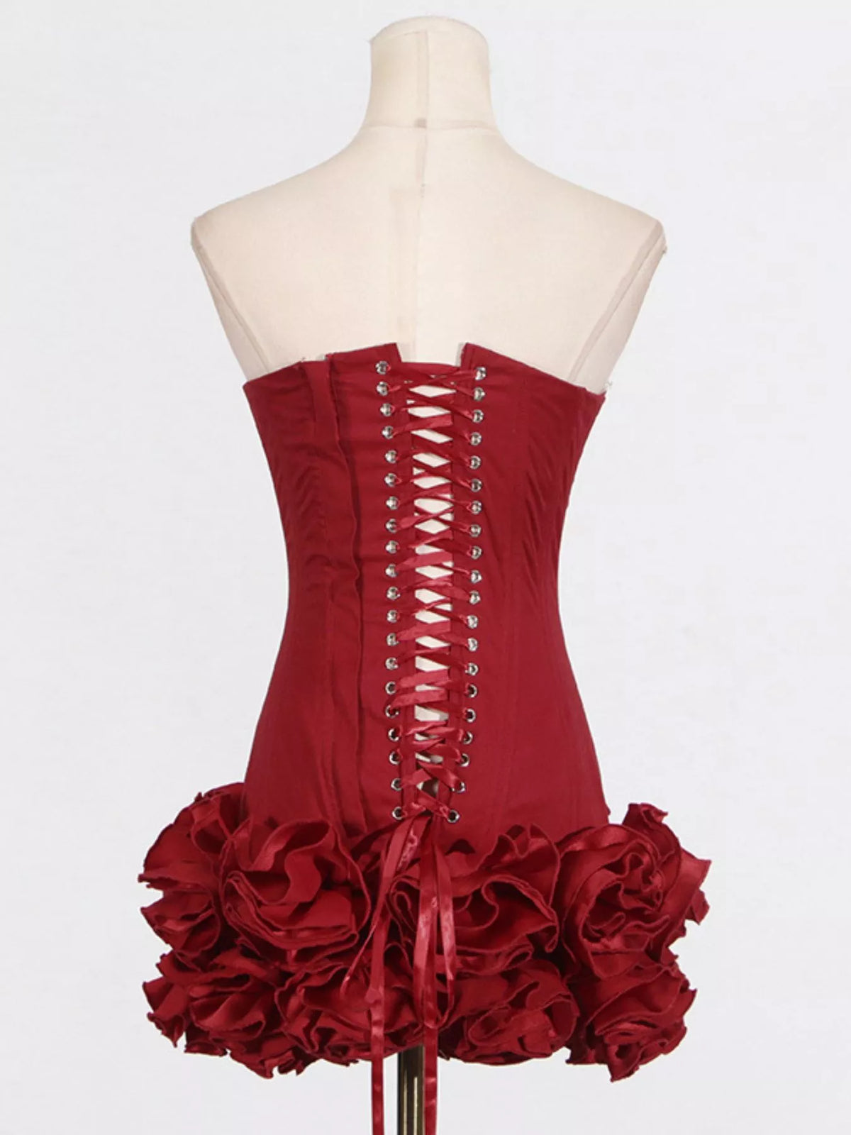 Ruffled Hem Tube Mini Dress in Red