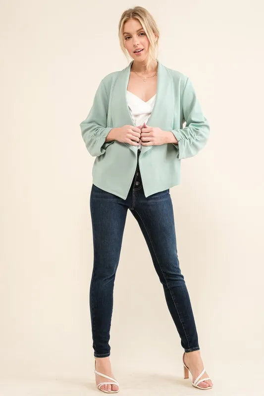 And The Why Open-Front Blazer in Mint