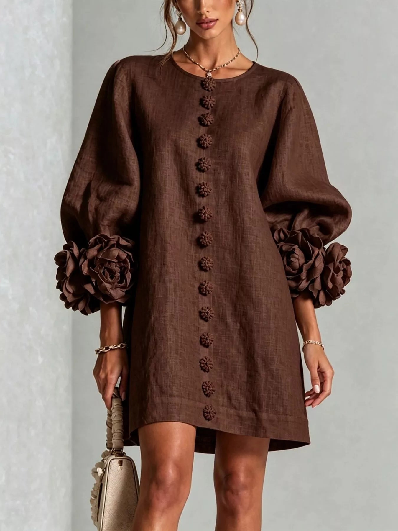 3D Floral Applique Mini Dress