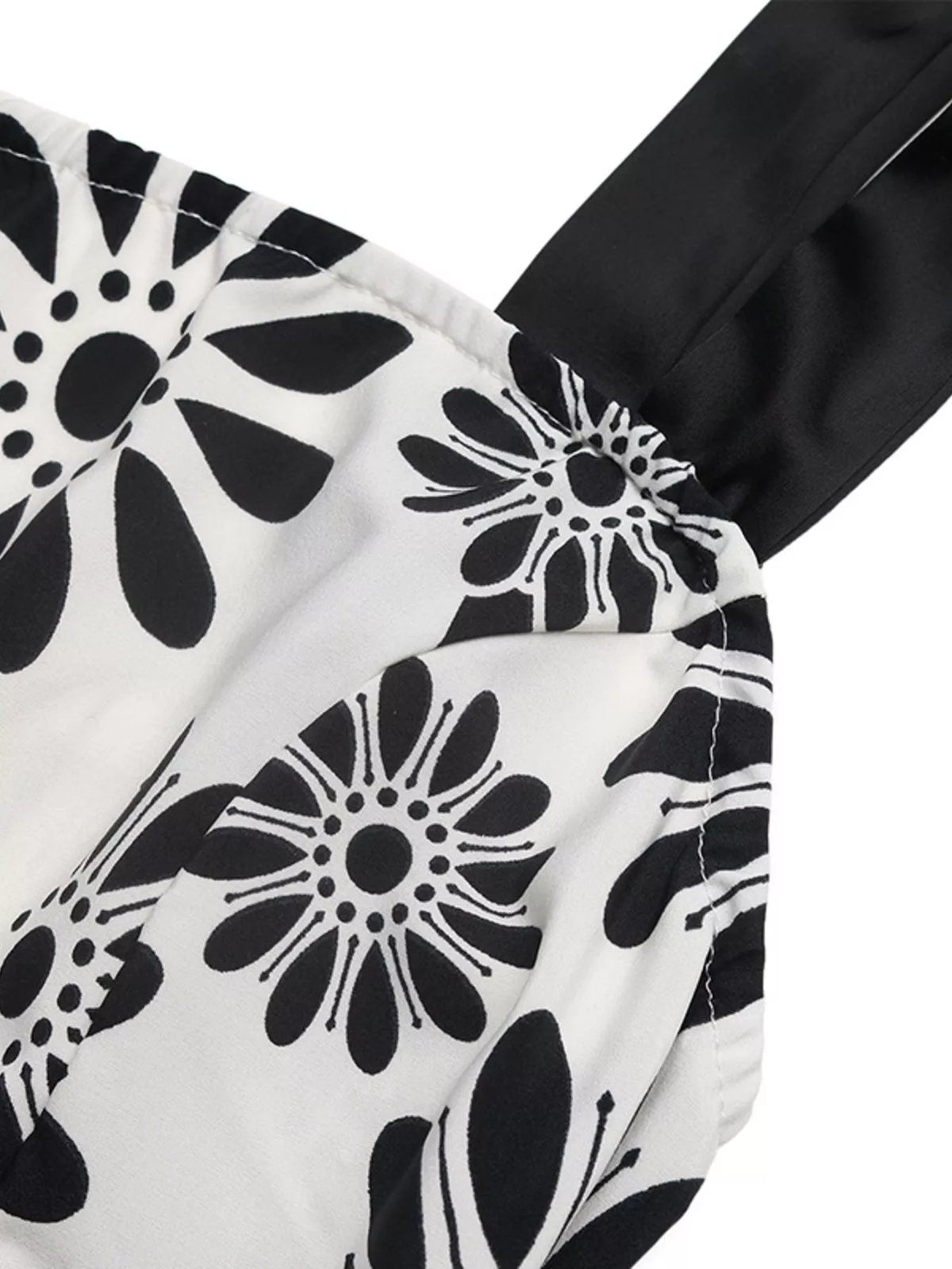 Floral Tie Strap Maxi Dress in Black