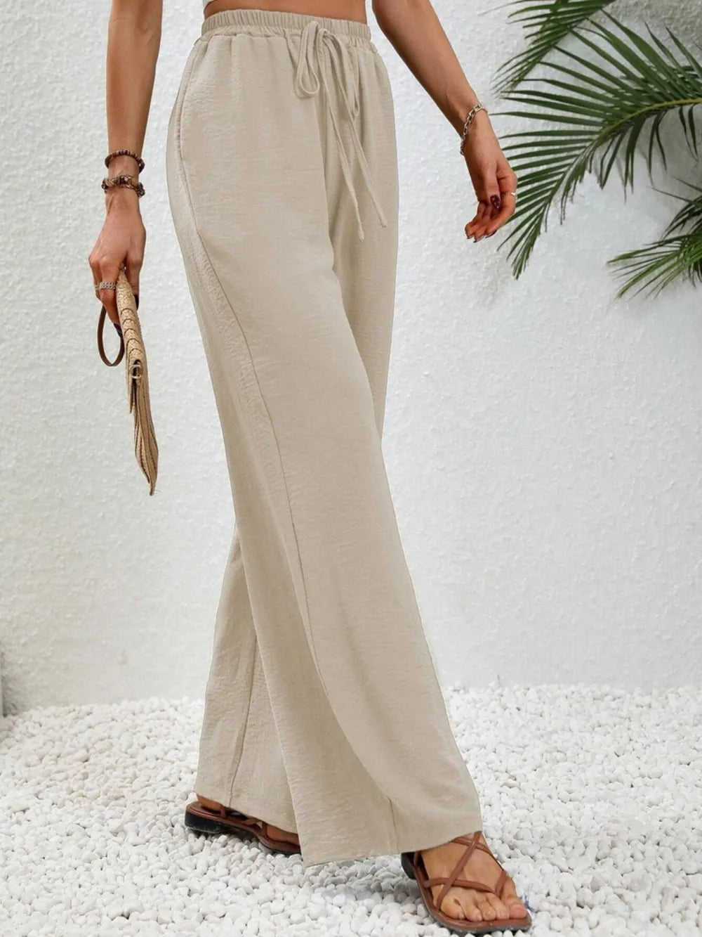 Wide-Leg Drawstring Pants