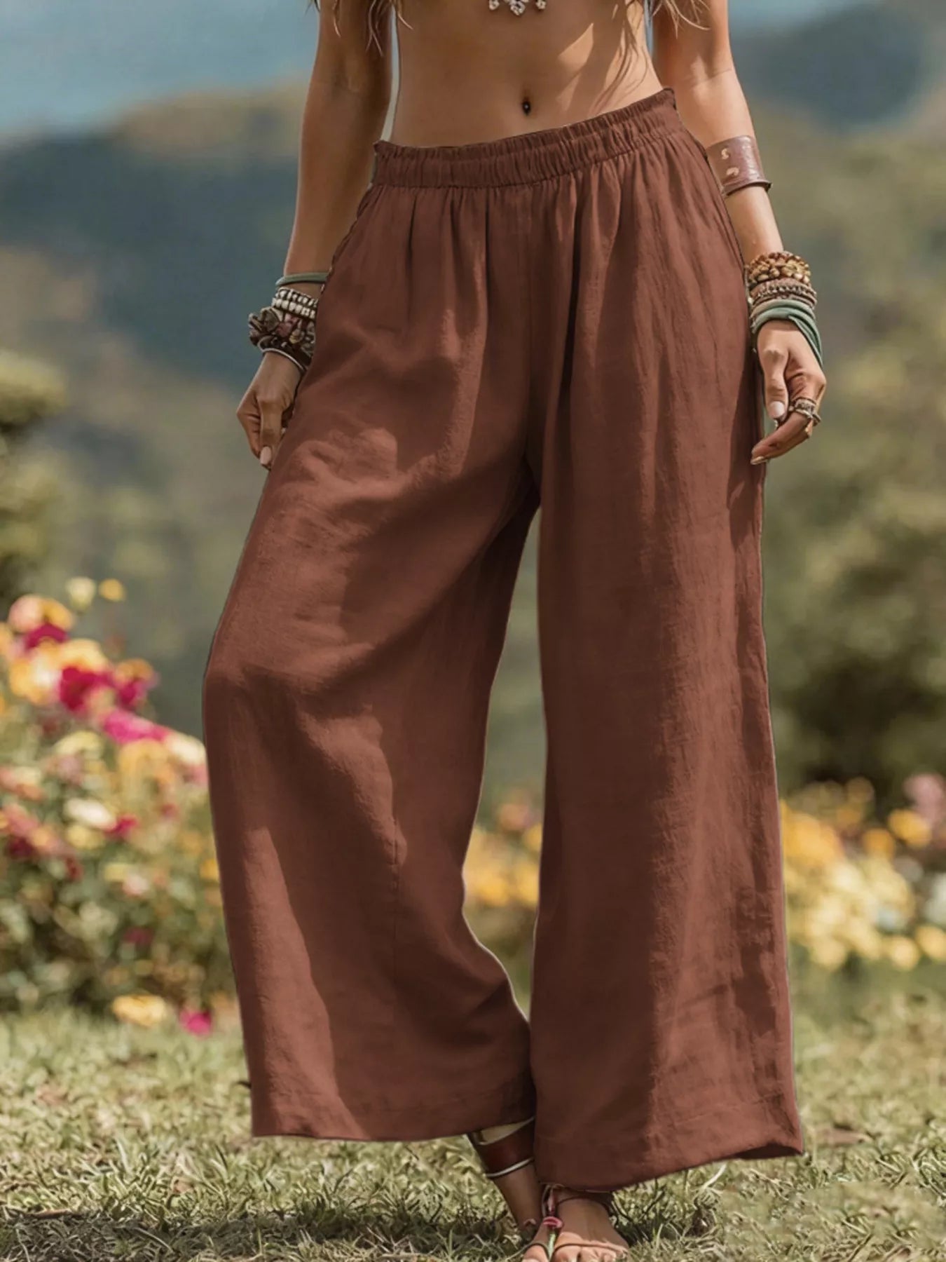 Bohemian Plus Size Wide Leg Pants