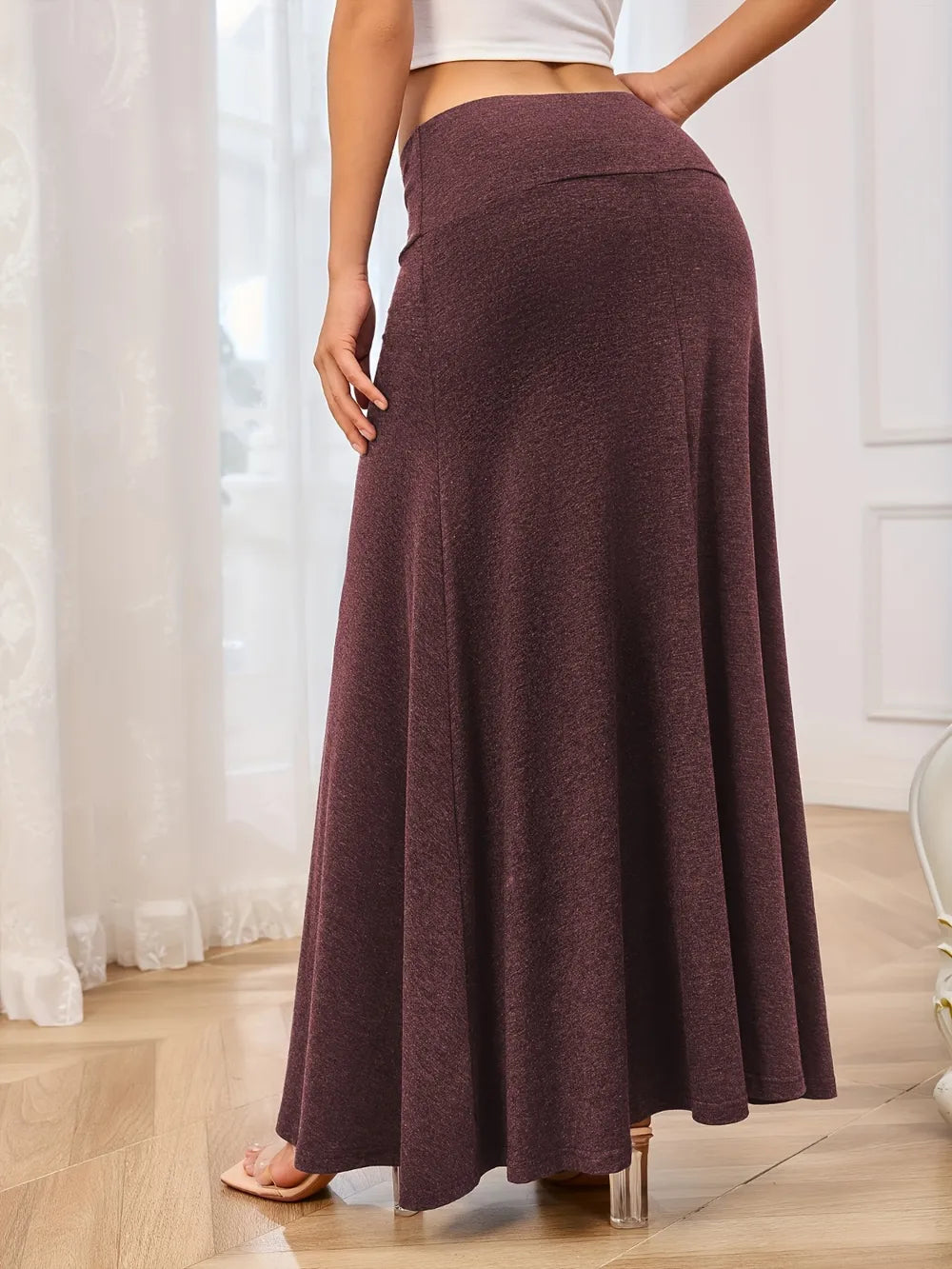 Elastic-Waist Maxi Skirt