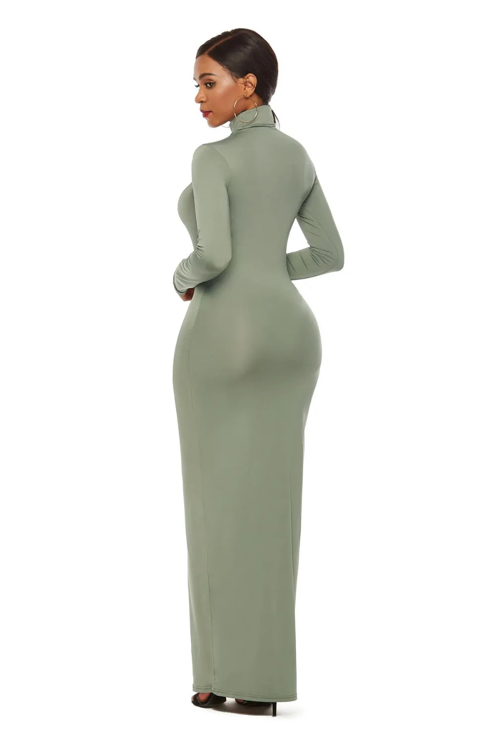 Mock Neck Long Sleeve Maxi Dress