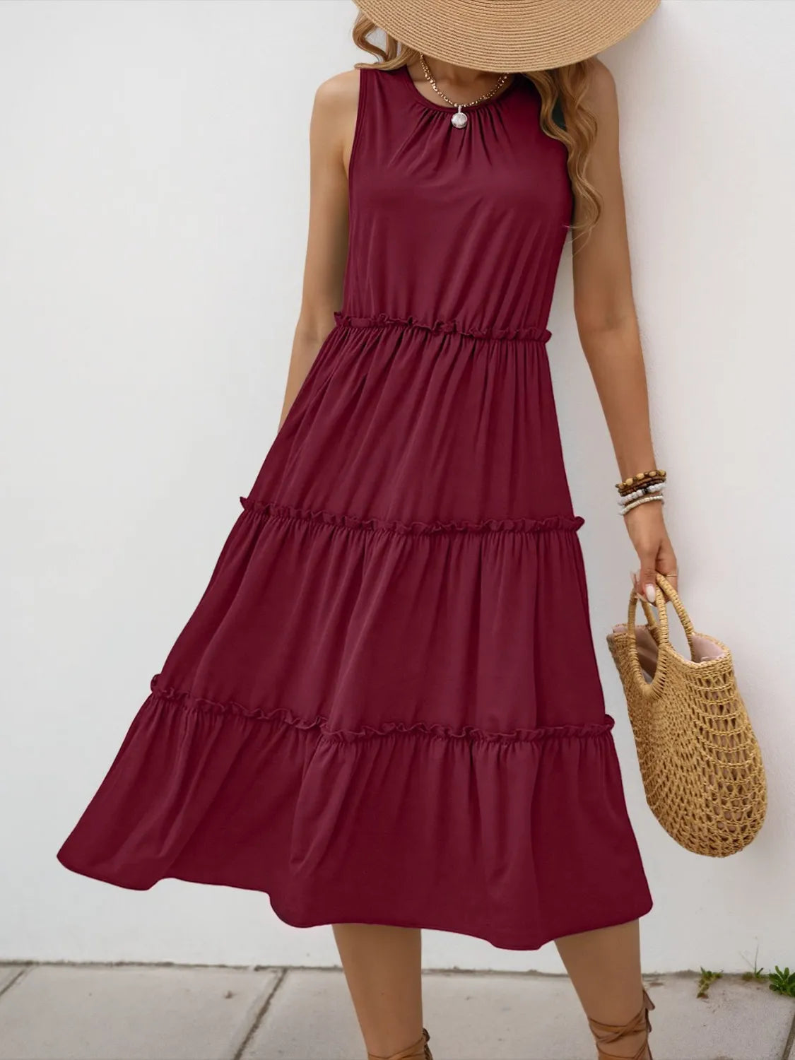Frill Tiered Midi Dress