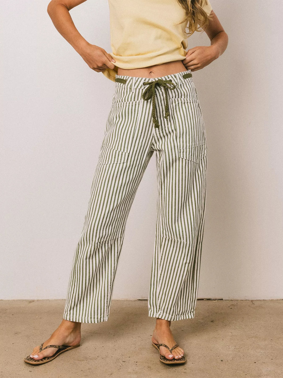 Drawstring Wide Leg Cropped Jeans by Dreamy Drapes