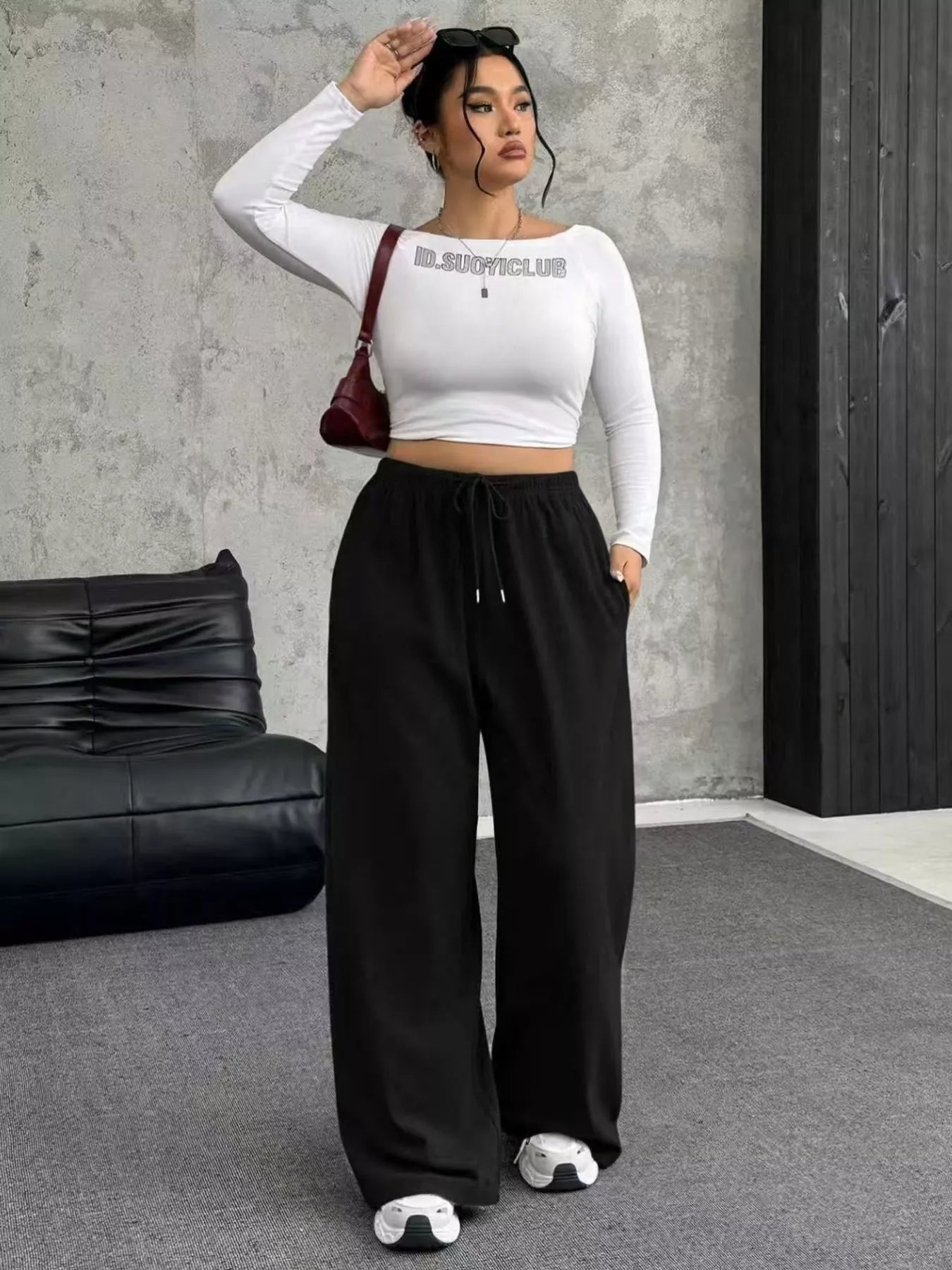 Drawstring Wide Leg Pants