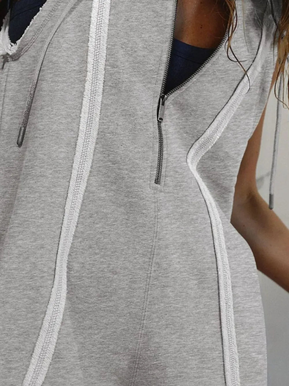 Half-Zip Hooded Sleeveless Romper