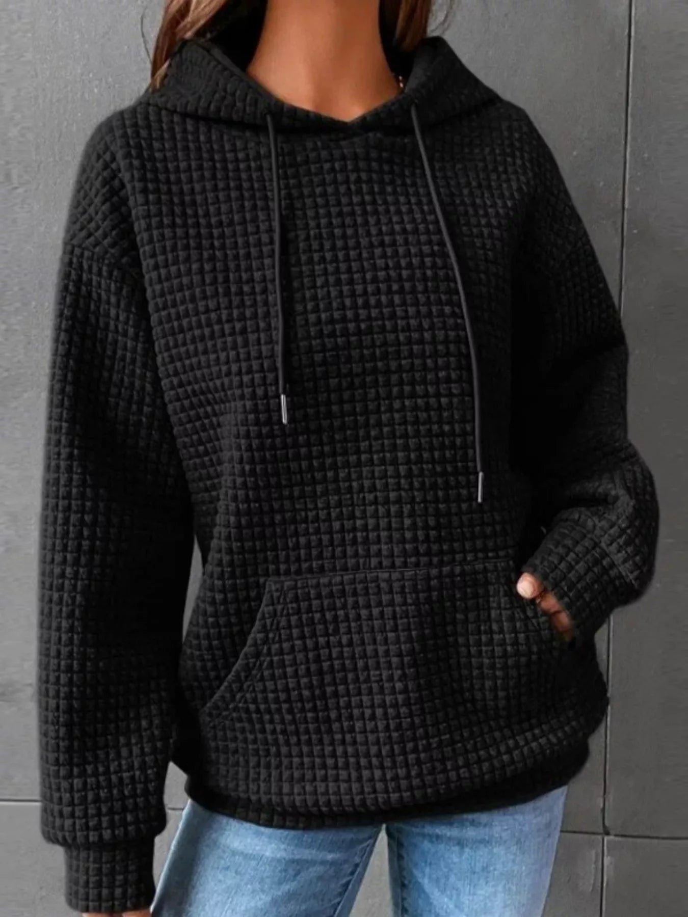 Textured Kangaroo Pocket Hoodie