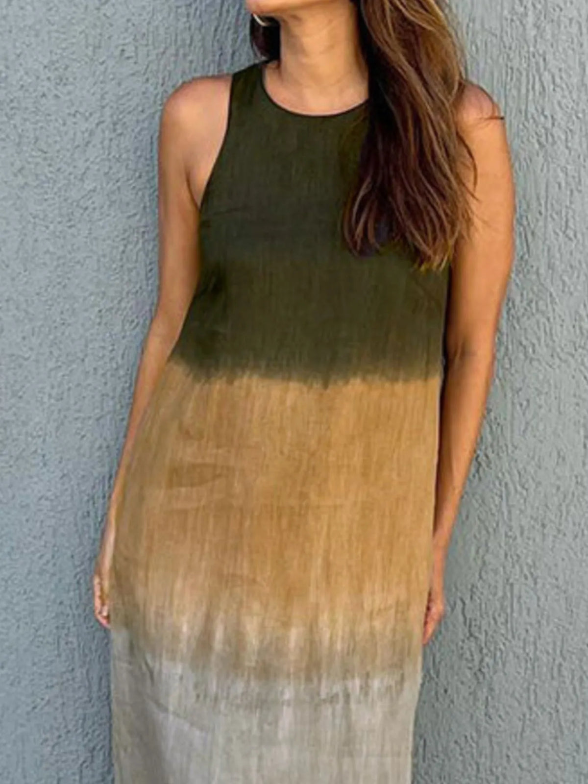 Gradient Tank Midi Dress with Side Slit