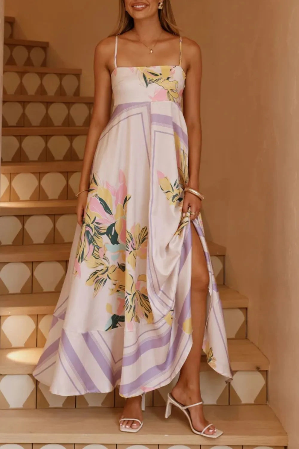 Printed Square Neck Cami Maxi Dress