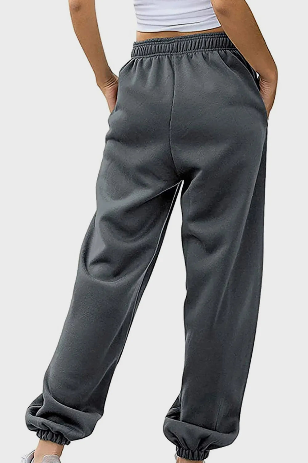 Tie-Waist Joggers with Pockets in Neutral Shades by K&L