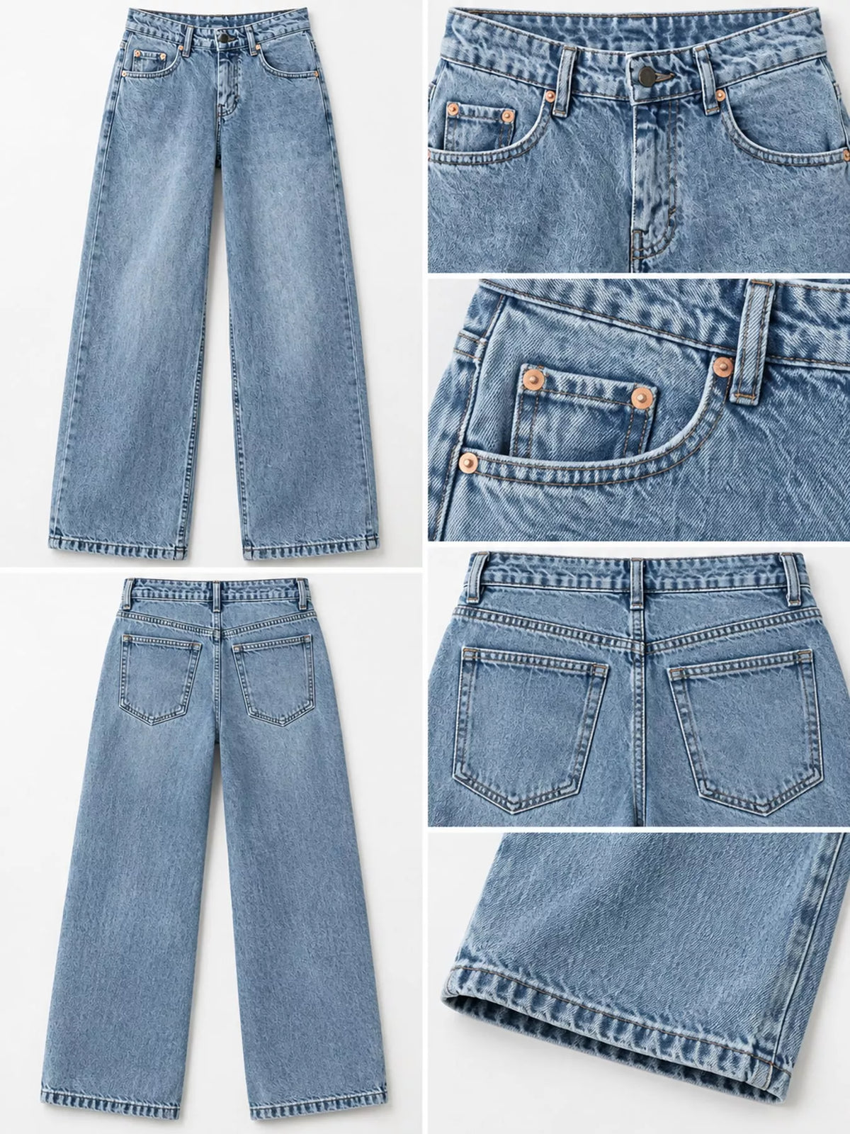 Wide-Leg Vintage Wash Jeans