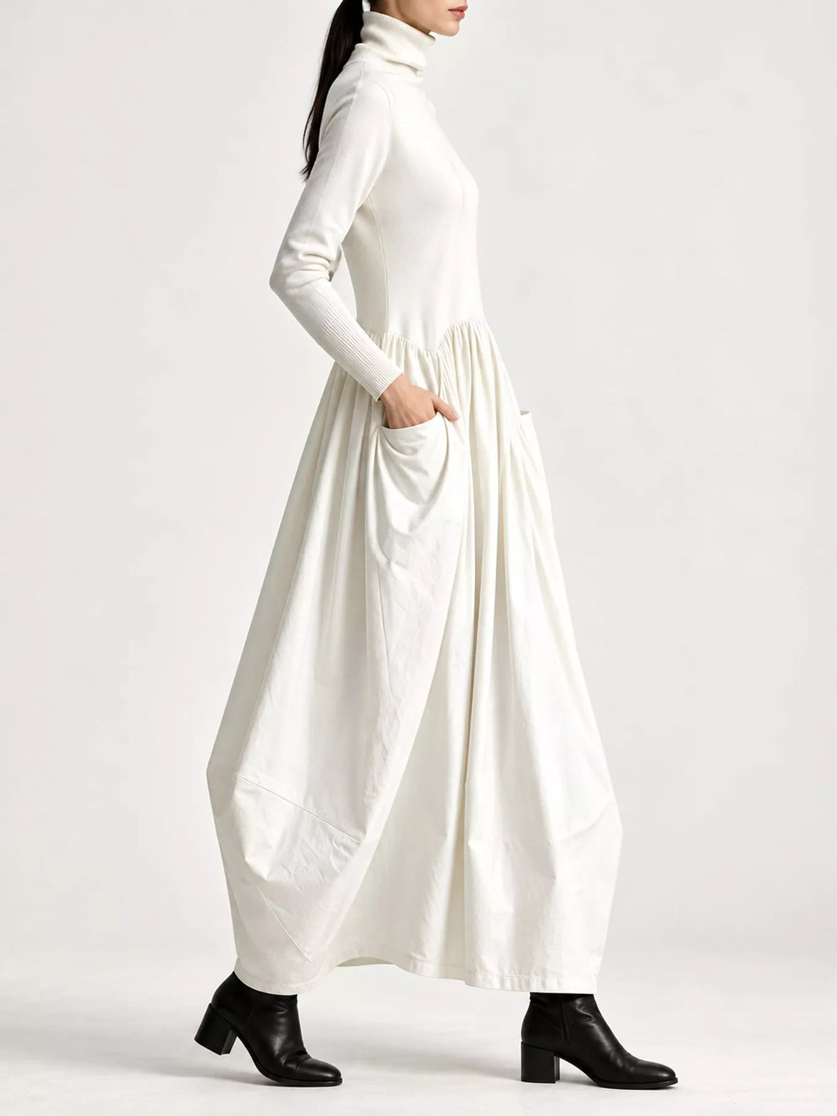 Turtleneck Long-Sleeve Maxi Dress