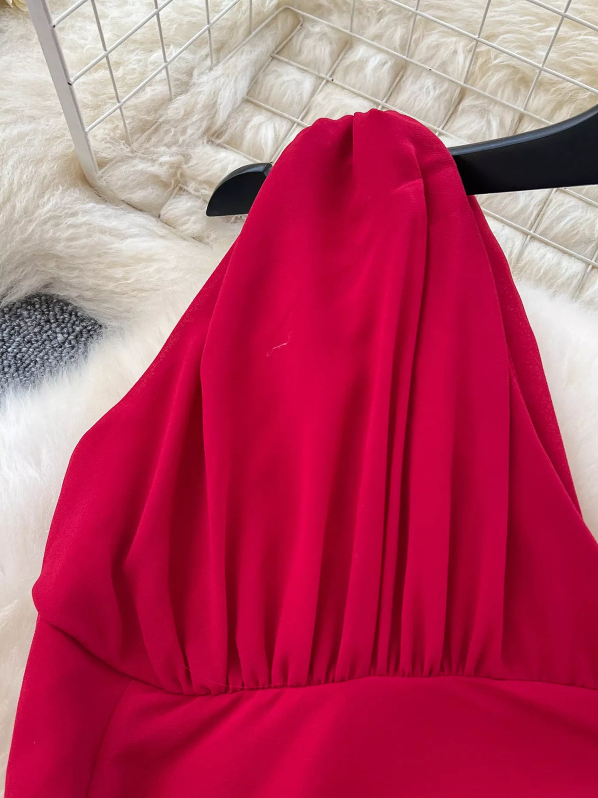 One-Shoulder Floral Dress in Red
