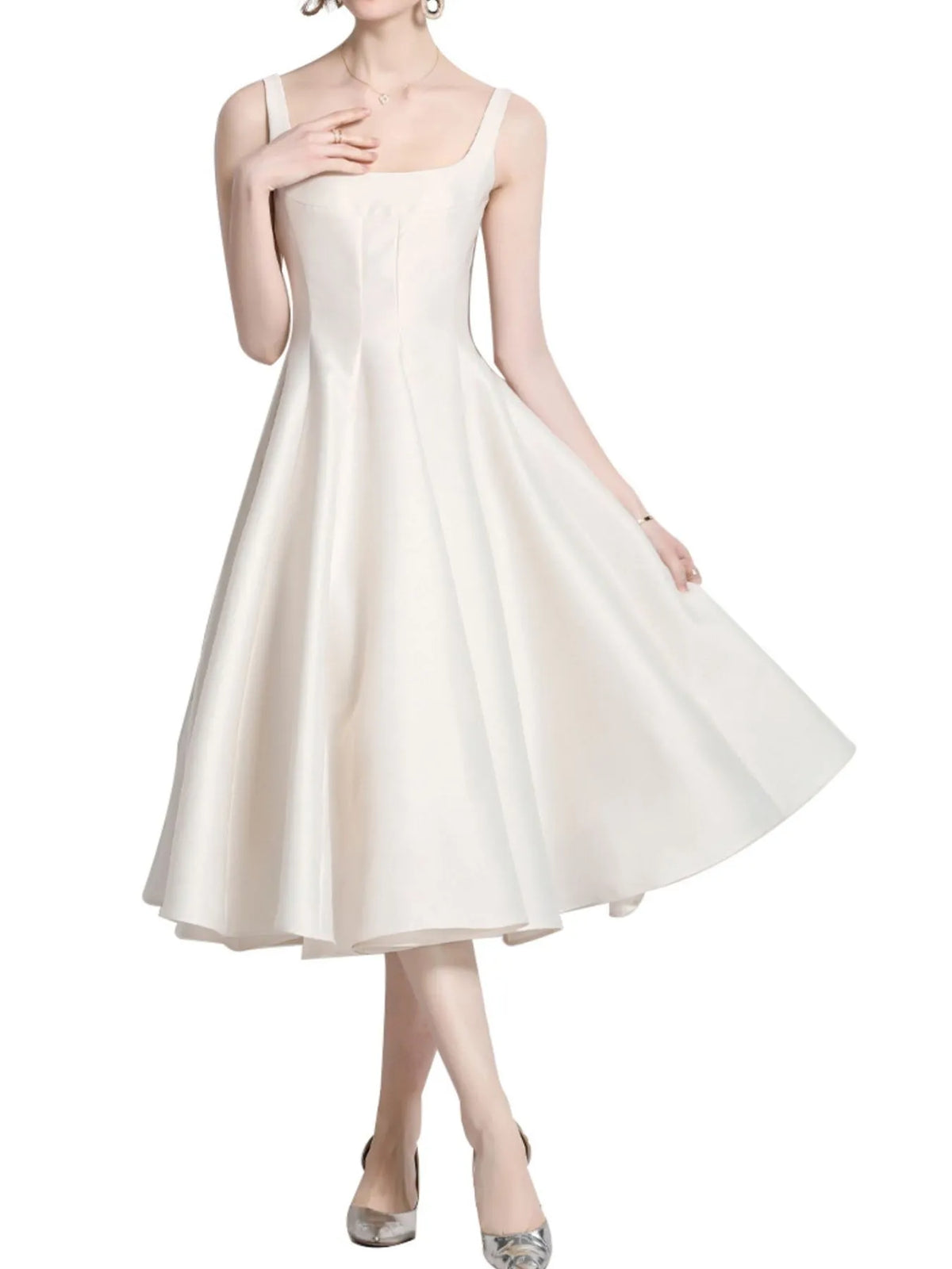 A-Line Sleeveless Midi Dress