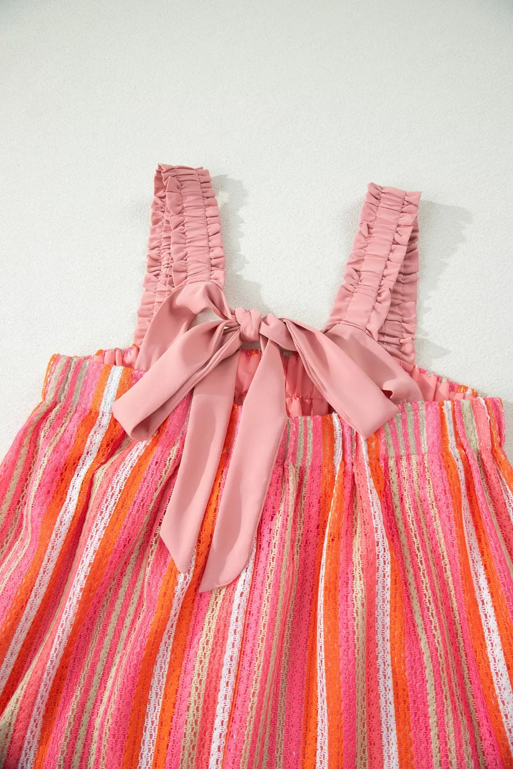 Striped Ribbon-Tie Maxi Dress in Burnt Coral