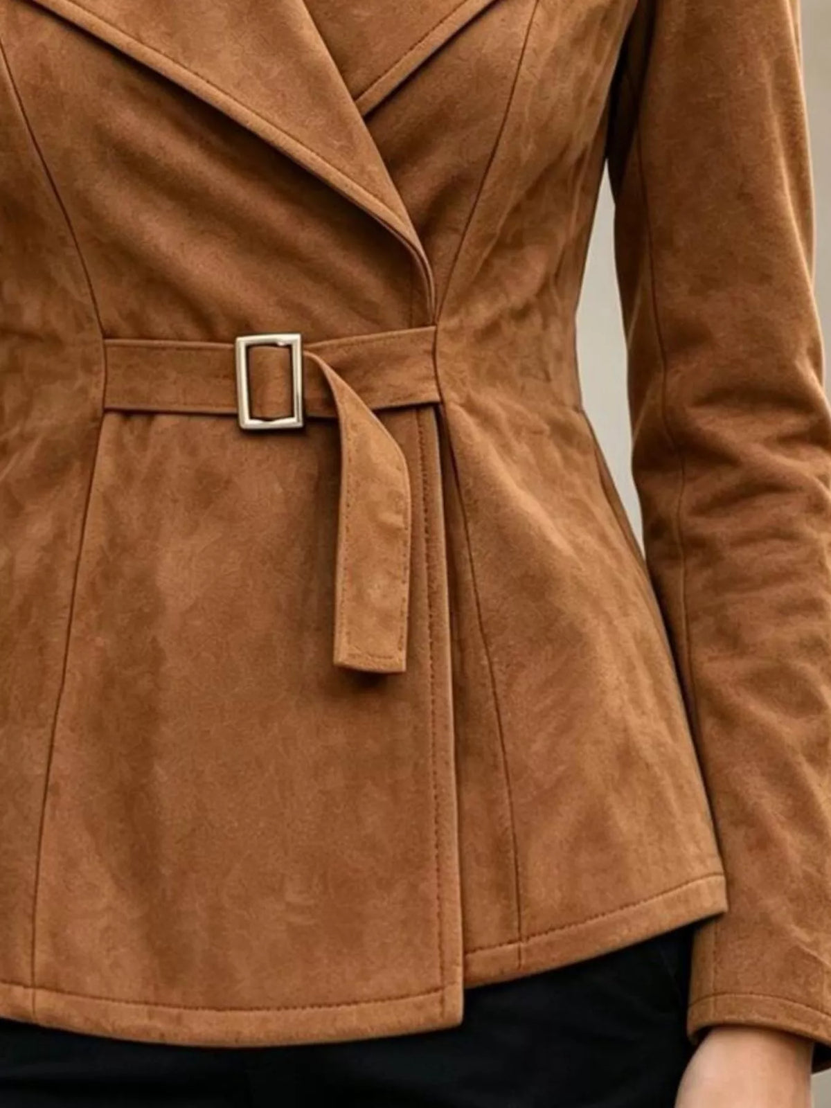 Long Sleeve Buckle Belted Jacket