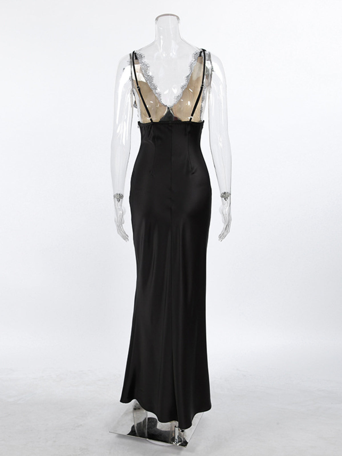 Lace-Trimmed Adjustable-Strap Midi Dress