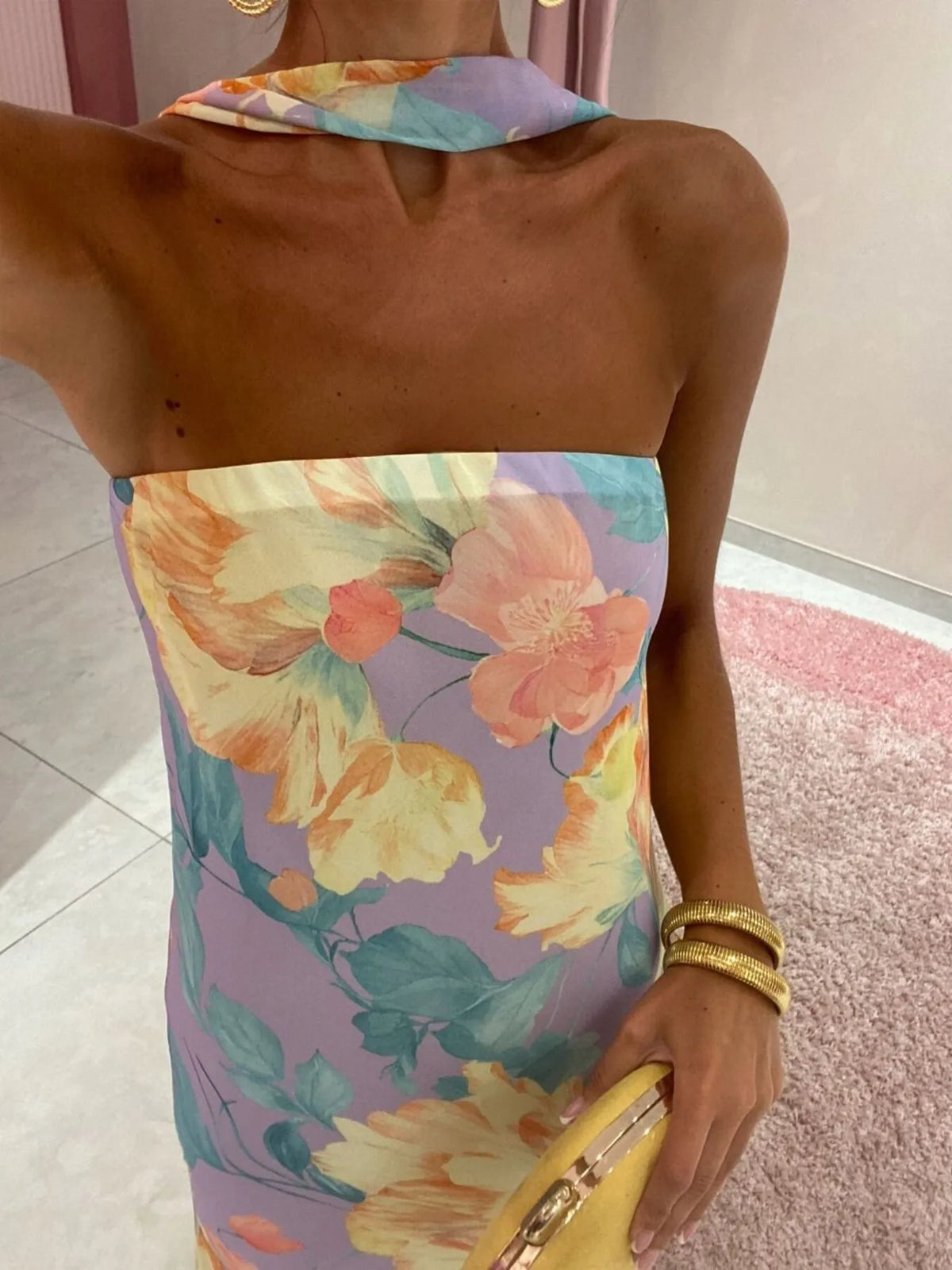 Printed Tube Maxi Dress