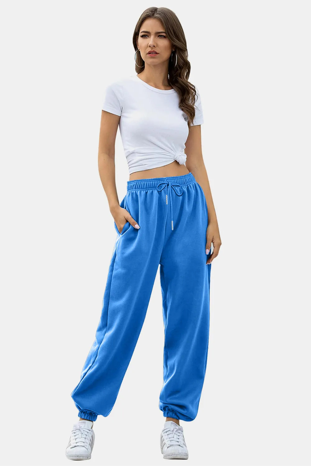 Tie-Waist Joggers with Pockets in Rich Hues by K&L