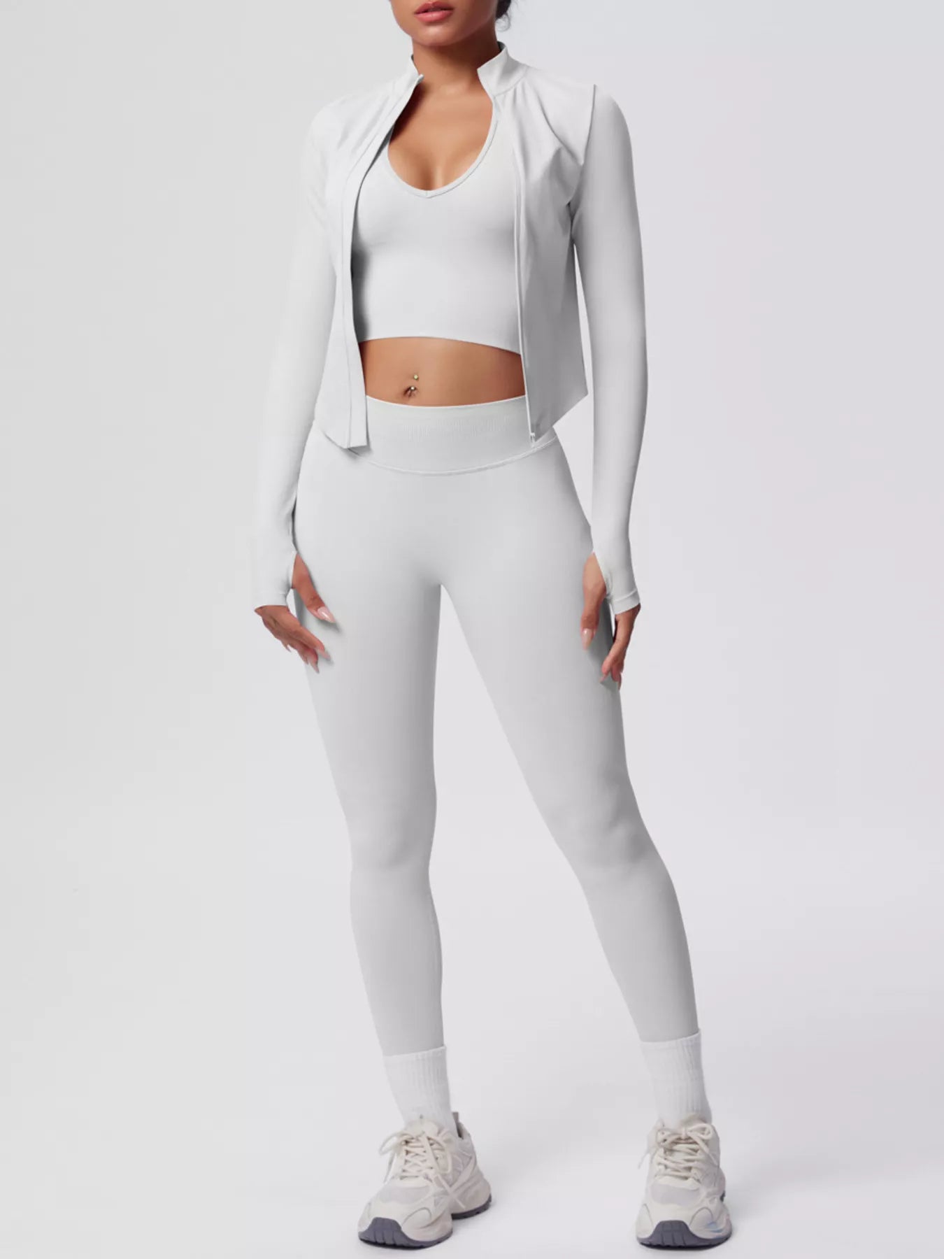 Zip-Up Jacket Tank and Leggings Active Set