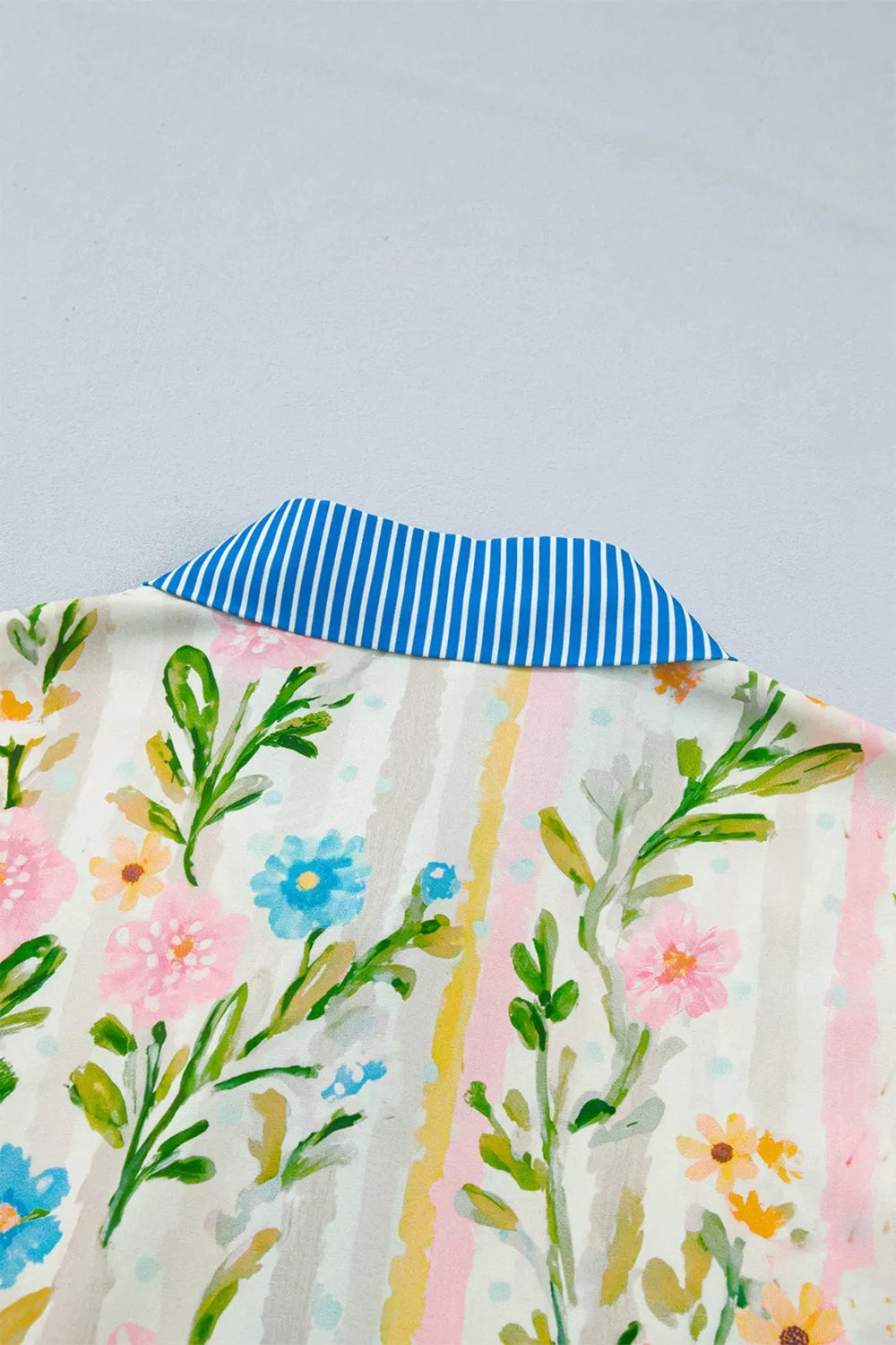 Floral Striped-Trim Shift Dress